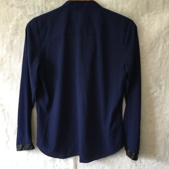 Ann Taylor Deep Blue Half Button Down Shirt - Picture 6 of 11